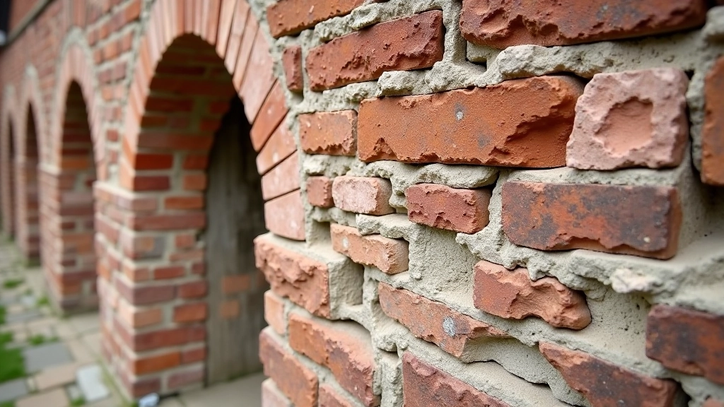 Detailed medieval brick and stonework of cardozone fortification showing architectural craftsmanship